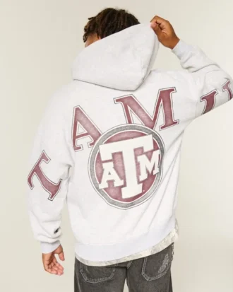 Sudadera con capucha y cremallera con estampado de los Aggies de la Universidad de Texas A&M