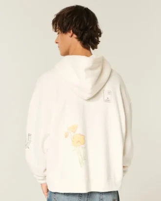 Sudadera con capucha y cremallera con estampado de Los Ángeles y corte recto