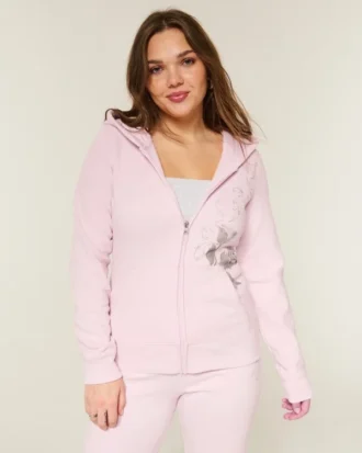 Sudadera con capucha y cremallera con estampado de rosas