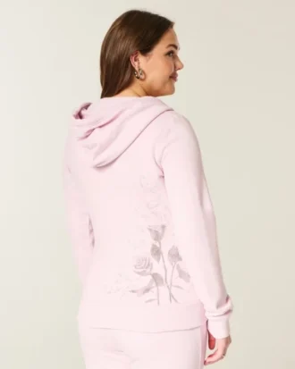 Sudadera con capucha y cremallera con estampado de rosas