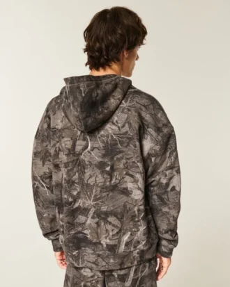 Sudadera con capucha y cremallera, con forro térmico y estampado de camuflaje