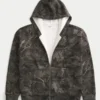Sudadera con capucha y cremallera, con forro térmico y estampado de camuflaje