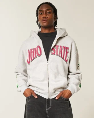 Sudadera con capucha y cremallera con gráfico de los Buckeyes de la Universidad Estatal de Ohio