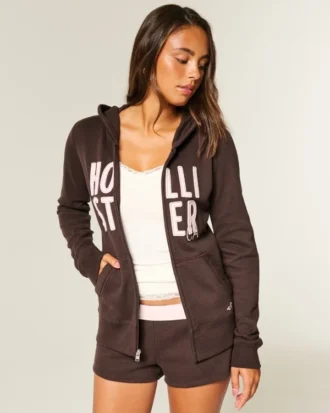 Sudadera con capucha y cremallera con logotipo gráfico