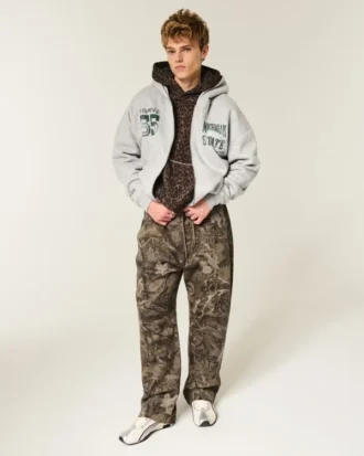 Sudadera con capucha y cremallera, corte cuadrado, con gráfico de los Spartans de la Universidad Estatal de Míchigan