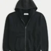 Sudadera con capucha y cremallera cuadrada con gráfico de araña