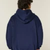 Sudadera con capucha y cremallera cuadrada con gráfico numérico