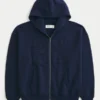Sudadera con capucha y cremallera cuadrada con gráfico numérico