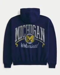 Sudadera con capucha y cremallera de corte cuadrado con gráfico de los Wolverines de la Universidad de Michigan