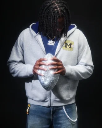Sudadera con capucha y cremallera de corte cuadrado con gráfico de los Wolverines de la Universidad de Michigan
