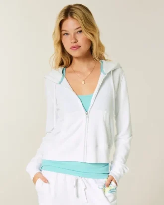 Sudadera con capucha y cremallera de felpa