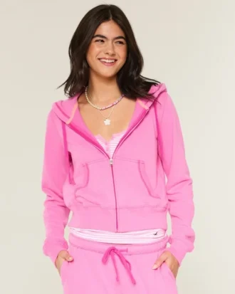 Sudadera con capucha y cremallera de felpa