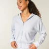 Sudadera con capucha y cremallera Gilly Hicks Relaxed Waffle