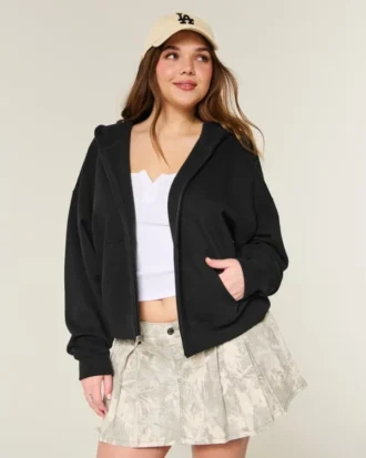Sudadera con capucha y cremallera oversize