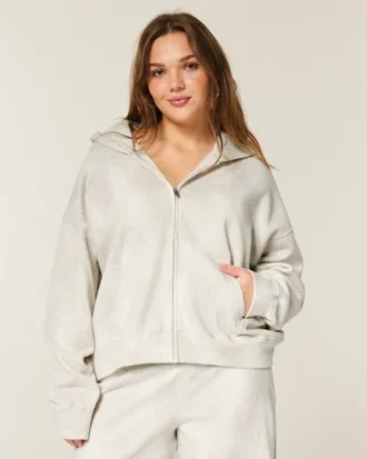 Sudadera con capucha y cremallera oversize con estampado de cierva