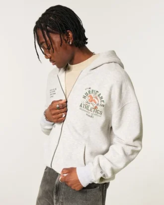 Sudadera con capucha y cremallera recta con estampado de los Miami Hurricanes de la Universidad de Miami