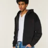 Sudadera con capucha y cremallera recta con estampado Good Luck