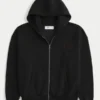 Sudadera con capucha y cremallera recta con estampado Good Luck