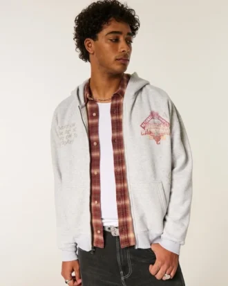Sudadera con capucha y cremallera recta con estampado gráfico de los Trojans de la Universidad del Sur de California