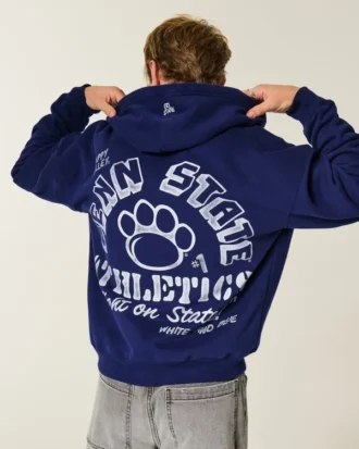 Sudadera con capucha y cremallera recta con gráfico de los Nittany Lions de la Universidad Estatal de Pensilvania