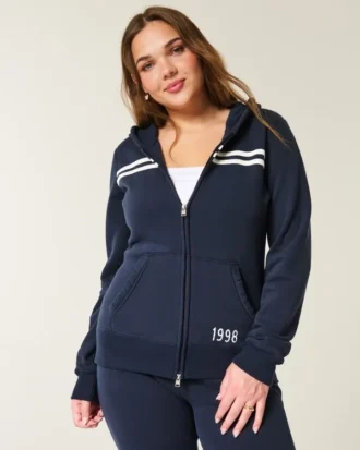 Sudadera con capucha y cremallera Slim Striped 1998 Graphic