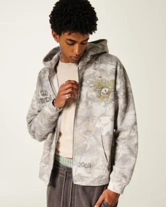 Sudadera con capucha y estampado de camuflaje de la Universidad de Oregón Ducks con cremallera