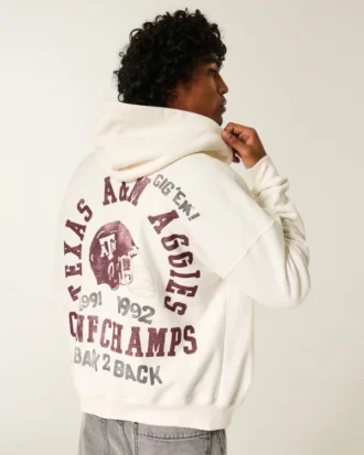 Sudadera con capucha y estampado de la Universidad de Texas A&M con cremallera