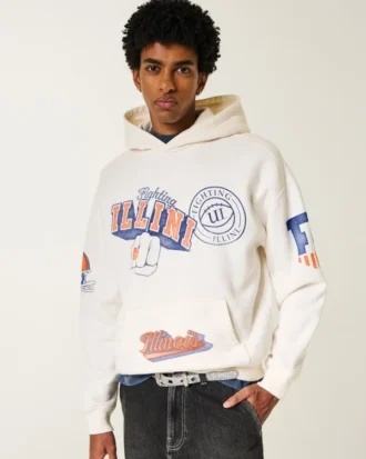 Sudadera con capucha y estampado de los Fighting Illini de la Universidad de Illinois