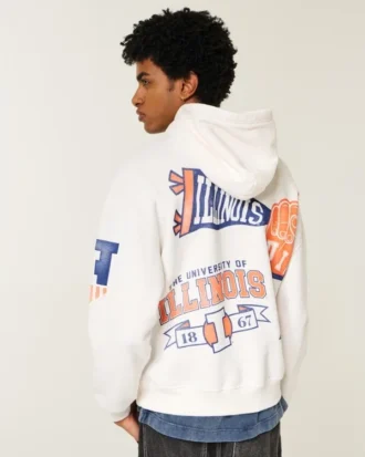 Sudadera con capucha y estampado de los Fighting Illini de la Universidad de Illinois