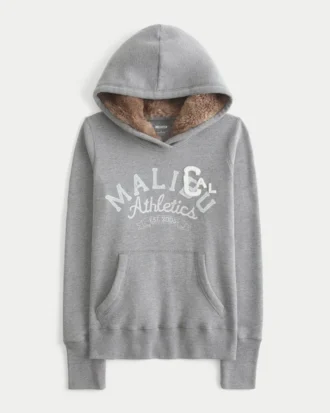 Sudadera con capucha y estampado gráfico con forro de piel sintética