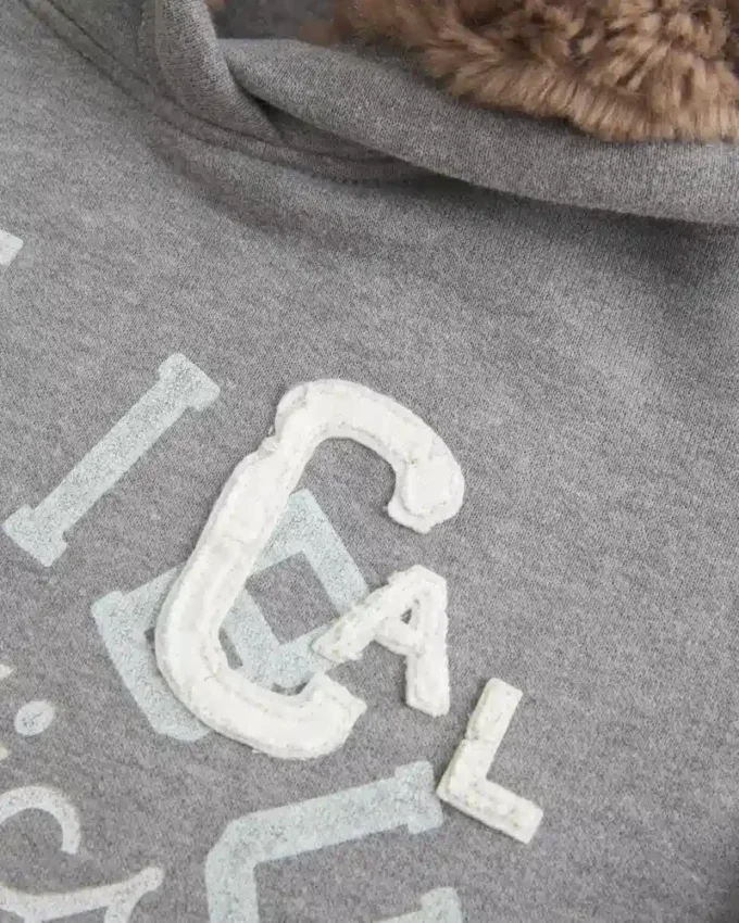 Sudadera con capucha y estampado gráfico con forro de piel sintética