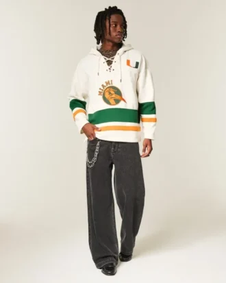 Sudadera con capucha y gráfico de hockey de los Hurricanes de la Universidad de Miami