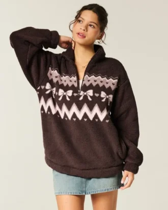 Sudadera con cremallera de un cuarto de Gilly Hicks Sherpa
