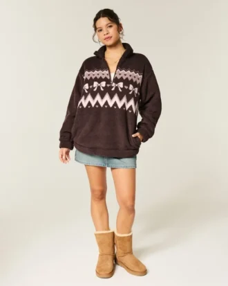 Sudadera con cremallera de un cuarto de Gilly Hicks Sherpa