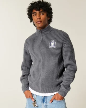 Sudadera con cremallera y estampado relajada