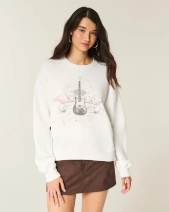 Sudadera con estampado de guitarra y tachuelas de Easy New York