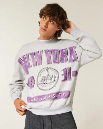 Sudadera con gráfico Boxy New York University Violets