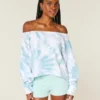 Sudadera doble con hombros descubiertos y estampado tie-dye fácil de hacer