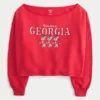 Sudadera gráfica con doble hombro descubierto de la Universidad de Georgia