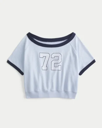 Sudadera gráfica de felpa de manga corta fácil