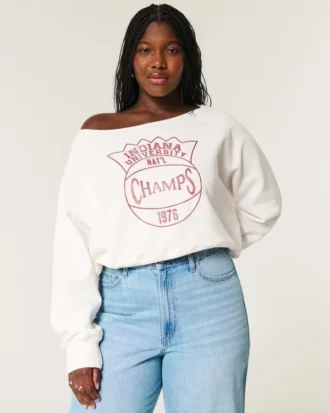 Sudadera gráfica Indiana University con hombros descubiertos