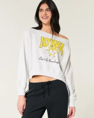 Sudadera gráfica Iowa Hawkeyes con hombros descubiertos