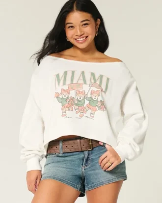 Sudadera gráfica Miami con hombros descubiertos y doble confección