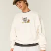 Sudadera holgada con estampado de Tom y Jerry