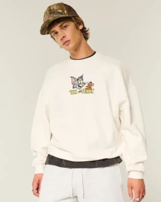 Sudadera holgada con estampado de Tom y Jerry