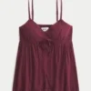 Top babydoll arrugado brillante