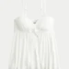 Top babydoll arrugado brillante