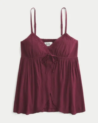 Top babydoll arrugado brillante