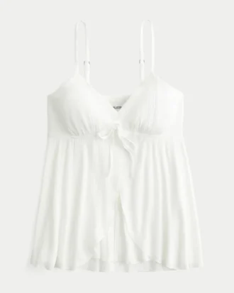 Top babydoll arrugado brillante