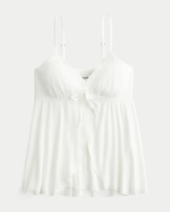 Top babydoll arrugado brillante